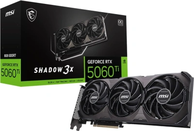Видеокарта MSI PCI-E 5.0 RTX 5060 Ti 8G SHADOW 3X OC CLASSIC NVIDIA GeForce RTX 5060TI 8Gb 128bit GDDR7 2602/28000 HDMIx1 DPx3 HDCP Ret