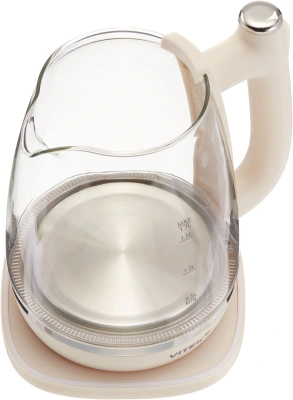 Чайник электрический Vitek VT-WK1072 1.7л. 1800Вт слоновая кость корпус: стекло