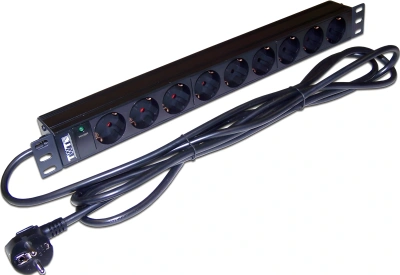 Блок распределения питания Lanmaster TWT-PDU19-16A9P-3.0 гор.размещ. 9xSchuko базовые 16A Schuko 3м