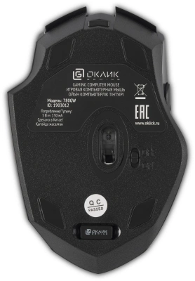 Мышь Оклик 780GW черный оптическая 3200dpi беспров. USB для ноутбука 6but (1903012)