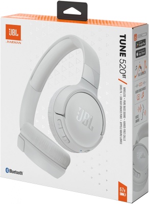 Гарнитура накладные JBL Tune 520BT белый беспроводные bluetooth оголовье (JBLT520BTWHT)