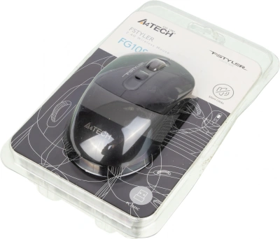 Мышь A4Tech Fstyler FG10S черный/серый оптическая 2000dpi silent беспров. USB для ноутбука 4but (FG10S GREY)