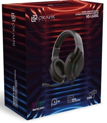 Наушники с микрофоном Оклик HS-L600G черный 2.2м мониторные USB оголовье (1939588)
