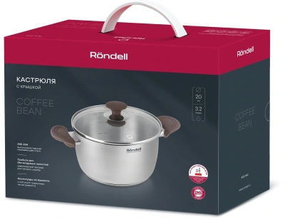 Кастрюля Rondell Coffee Bean RDS-1644 3.2л. d=20см (с крышкой) стальной