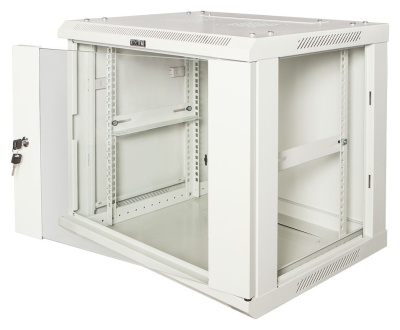 Шкаф коммутационный Lanmaster (TWT-CBWPG-18U-6X8-GY) настенный 18U 600x800мм пер.дв.стекл задн.дв.спл.стал.лист 60кг серый 700мм 45кг 902мм IP20 металл