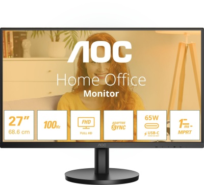 Монитор AOC 27" Basic-Line 27B3CA2 черный IPS LED 1ms 16:9 HDMI M/M матовая 250cd 178гр/178гр 1920x1080 100Hz DP FHD USB 3.36кг