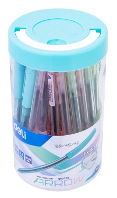 Ручка шариков. Deli Arrow EQ03036-1 прозрачный/ассорти d=0.7мм син. черн. (1шт) ассорти