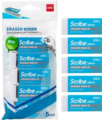 Набор ластиков Deli EH00410-MT Scribe прямоугольный 60x24x12мм ПВХ белый блистер (5шт)