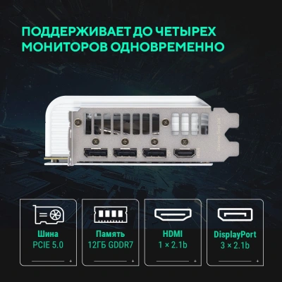 Видеокарта Asus PCI-E 5.0 PRIME-RTX5070-O12G-WHITE NVIDIA GeForce RTX 5070 12Gb 192bit GDDR7 2557/28000 HDMIx1 DPx3 HDCP Ret