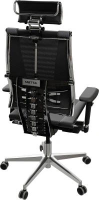 Кресло руководителя эргономичное Метта Yoga 4DT B2-15D - YM93+Infinity+carbon черный сетка/кожа с подголов. крестов. алюминий хром
