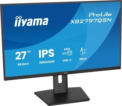 Монитор Iiyama 27" ProLite XB2797QSN-B1 черный IPS LED 16:9 HDMI M/M матовая HAS Piv 350cd 178гр/178гр 2560x1440 75Hz DP Quad 2K (1440p) USB 5.8кг
