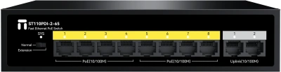 Коммутатор Netis ST110PDI-2-65 (L2) 10x100Мбит/с 8PoE 55W неуправляемый