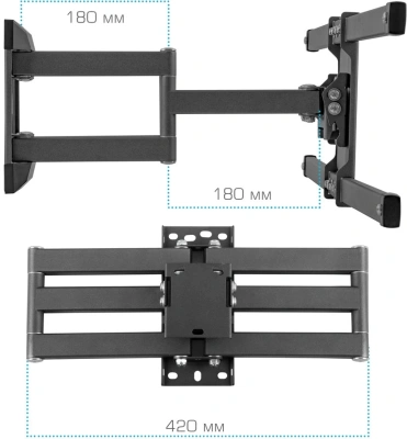 Кронштейн для телевизора Kromax CORBEL-10 титан 32"-75" макс.45кг настенный поворот и наклон