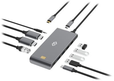 Стыковочная станция Digma DS-580 USB Type-C черный 2xHDMI 1xRJ-45 2xUSB Type-C 2xUSB 3.0 2xUSB 1x3.5Audio