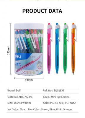 Ручка шариков. автоматическая Deli X-tream EQ02836-1 ассорти d=0.7мм син. черн. линия 0.4мм