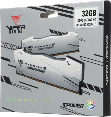 Память DDR5 2x16GB 6000MHz Patriot PVXR532G60C30KM Viper Xtreme 5 RGB RTL Gaming PC5-48000 CL30 DIMM UDIMM 288-pin 1.35В с радиатором Ret