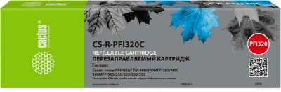 Картридж перезаправляемый струйный Cactus CS-R-PFI320C PFI-320C голубой (260мл) для Canon imagePrograf TM-200/200MFP/205/300/300MFP/305/250/255/350/355 без чипа