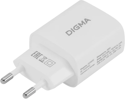Сетевое зар./устр. Digma DGW3C 30W 3A (PD) USB-C универсальное белый (DGW3C0F010WH)
