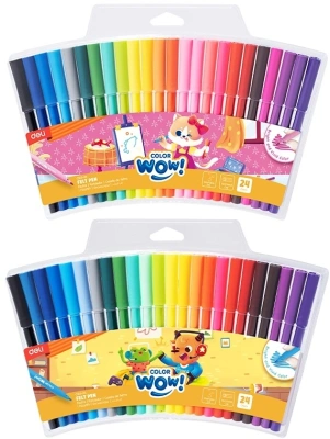 Фломастеры Deli EC165-24 Colorwow круг. пулевидный пиш. наконечник Вентилируемый смываемые 24цв. (24шт.)