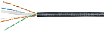 Кабель информационный Cabeus UTP-4P-Cat.6-SOLID-OUT-LSZH-UV кат.6 U/UTP 4 пары LSZH универсальный 305м черный
