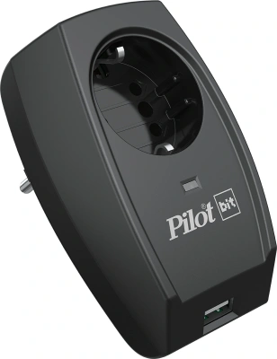 Сетевой фильтр Pilot Bit (USB) (1 розетка) черный (коробка)