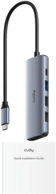 Разветвитель USB-C Cudy UH405 3порт. серебристый
