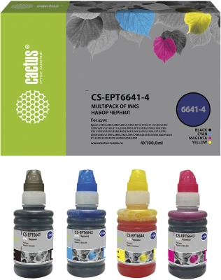 Чернила Cactus CS-EPT6644 T6644 желтый 100мл для Epson L100/L110/L120/L132/L200/L210/L222/L300/L312/L350/L355/L362/L366/L456/L550/L555/L566/L1300