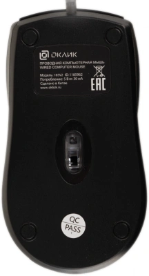 Мышь Оклик 185V2 черный оптическая 1200dpi USB для ноутбука 3but (1185962)