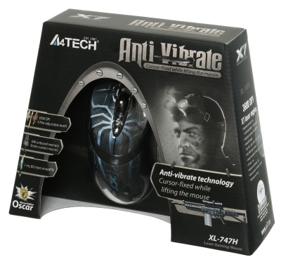 Мышь A4Tech Oscar Editor XL-747H рисунок/голубой лазерная 3600dpi USB 6but (XL-747H (BLUE SPIDER))