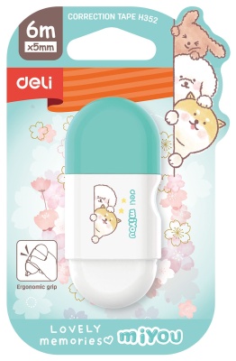 Лента коррект. Deli EH352 6мх5мм ассорти корпус белый блистер