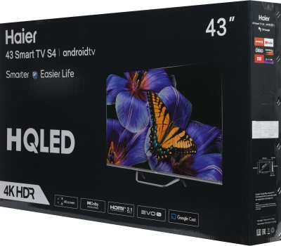 Телевизор QLED Haier 43" Smart TV S4 Frameless серебристый/серебристый 4K Ultra HD 60Hz DVB-T DVB-T2 DVB-C DVB-S DVB-S2 USB WiFi Smart TV (RUS)