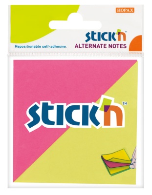 Блок самоклеящийся бумажный Stick`n 21299 76x76мм 100лист. 70г/м2 неон 2цв.в упак. европодвес