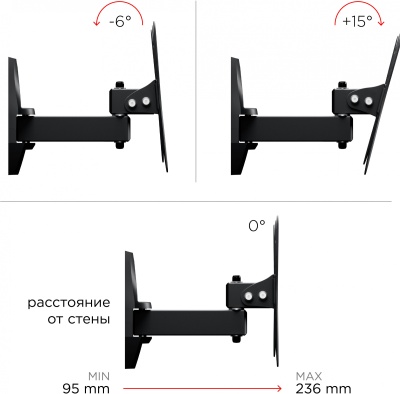 Кронштейн для телевизора Holder LCDS-5037 металлик 19"-50" макс.30кг настенный поворот и наклон