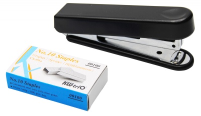 Комплект степлер+скобы Kw-Trio 05101F N10 (10листов) встроенный антистеплер ассорти 50скоб металл/пластик закрытый блистер