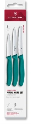 Набор ножей кухон. Victorinox Swiss Classic 6.7114.34C1 для овощей компл.:3предм. зеленый европодвес