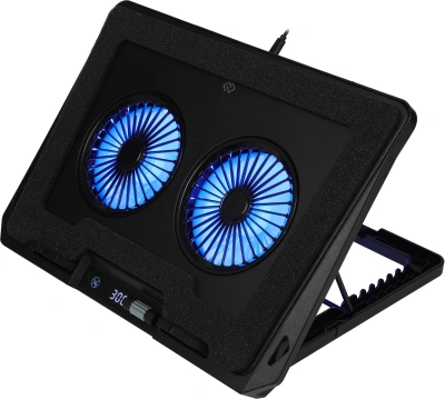 Подставка для ноутбука Digma D-NCP170-2x110RGB 18" 400x288x45мм 52дБ 2xUSB 2x 110ммFAN 1250г Fan-control металл/пластик черный