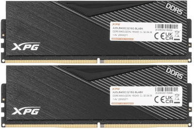 Память DDR5 2x16GB 6400MHz A-Data AX5U6400C3216G-DCLABK XPG Lancer RTL Gaming PC5-51200 CL32 DIMM UDIMM 288-pin 1.4В kit dual rank с радиатором Ret