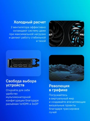 Видеокарта Palit PCI-E 5.0 PA-RTX5060 DUAL NVIDIA GeForce RTX 5060 8Gb 128bit GDDR7 2280/28000 HDMIx1 DPx3 HDCP Ret