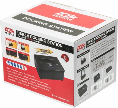 Док-станция для HDD AgeStar 3UBT7 SATA III USB3.0 пластик/алюминий серебристый 1