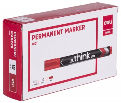 Маркер перманентный Deli EU10140 Think скошенный пиш. наконечник 1.5-5мм красный