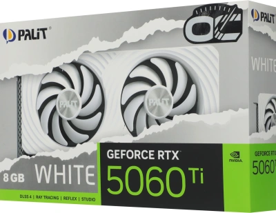Видеокарта Palit PCI-E 5.0 PA-RTX5060Ti WHITE OC NVIDIA GeForce RTX 5060TI 8Gb 128bit GDDR7 2407/28000 HDMIx1 DPx3 HDCP Ret