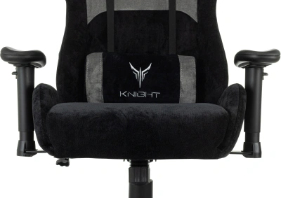 Кресло игровое Knight Flame черный/серый с подголов. крестов. пластик