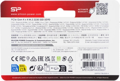 Накопитель SSD Silicon Power PCIe 4.0 x4 1TB SP01KGBP44UD9007 M-Series UD90 M.2 2230