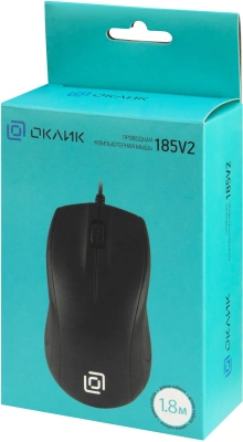 Мышь Оклик 185V2 черный оптическая 1200dpi USB для ноутбука 3but (1185962)