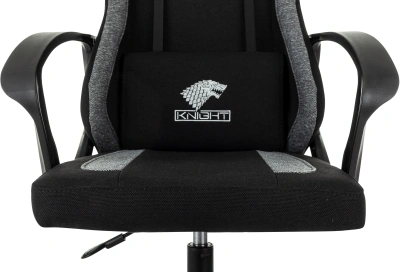 Кресло игровое Knight Optimum черный/серый с подголов. крестов. пластик
