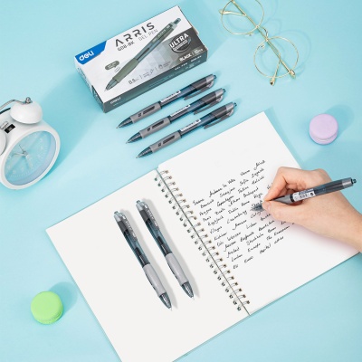 Ручка гелев. автоматическая Deli Arris EG08-BK прозрачный/серый d=0.5мм черн. черн. резин. манжета