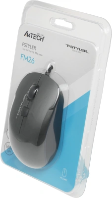 Мышь A4Tech Fstyler FM26 серый/черный оптическая 1600dpi USB для ноутбука 4but (FM26 USB (SMOKY GREY))