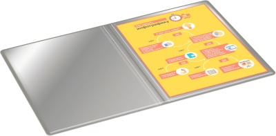 Папка с 30 прозр.вклад. Бюрократ -BPV30GREY A4 пластик 0.65мм торц.карм с бум. встав серый