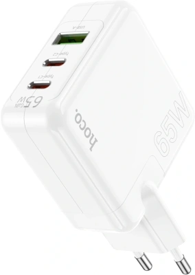Сетевое зар./устр. Hoco C115A Header PD65W three-port(2C1A) charger(EU) 65W 3.25A+3A+2A+1.5A (PD+QC) универсальное белый (98312)