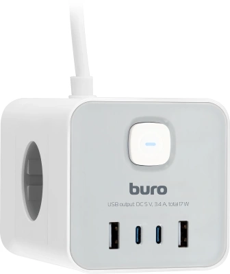 Сетевой удлинитель Buro BU-PTE4.1UC-W 1.5м (4 розетки) белый (коробка)